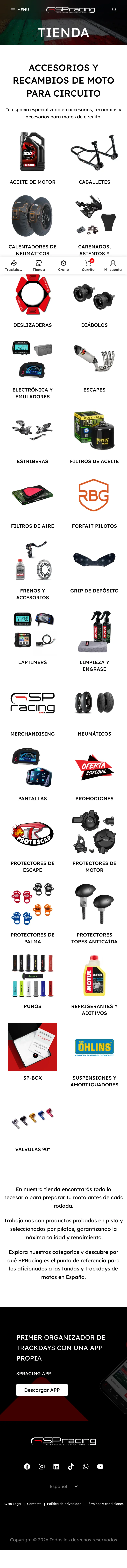La tienda de spracing.es en el móvil